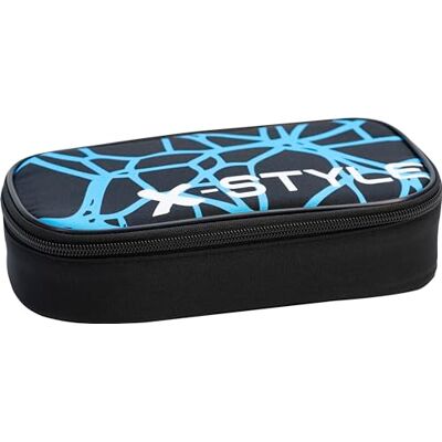 Eberhard Faber 577481 Jumbo X-Style pennenetui met ritssluiting en groot hoofdvak, zwart/neonblauw Eberhard Faber 577481 Jumbo X-Style pennenetui met ritssluiting en groot hoofdvak, zwart/neonblauw