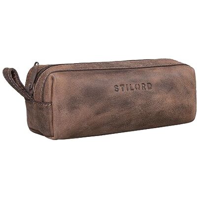STILORD "Linus" pennenetui, leer, vintage, pennenetui, pennenhouder, school, mannen en vrouwen, kleur: zwart, Veleta Bruin, Handdoek STILORD "Linus" pennenetui, leer, vintage, pennenetui, pennenhouder, school, mannen en vrouwen, kleur: zwart, Veleta Bruin, Handdoek