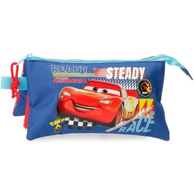 Disney Joumma Cars Lets Race schooletui, gemaakt van polyester, ideaal voor het vervoer van munten, kaarten en kleine accessoires, rood, drievoudige etui Disney Joumma Cars Lets Race schooletui, gemaakt van polyester, ideaal voor het vervoer van munten, kaarten en kleine accessoires, rood, drievoudige etui