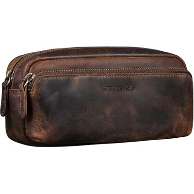 STILORD "Melissa" Groot etui voor school, leer, voor volwassenen, pennenetui, vintage, ideaal als make-uptas, etui voor potloden, van leer, kleur: zwart, Soria Bruin, Retro STILORD "Melissa" Groot etui voor school, leer, voor volwassenen, pennenetui, vintage, ideaal als make-uptas, etui voor potloden, van leer, kleur: zwart, Soria Bruin, Retro