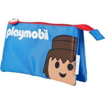 DOHE Rond schooletui met ritssluiting, officiële licentie, duurzaam polyester, 21 x 7,5 x 7,5 cm, schoolmateriaal, Blauw (Playmobil Core Blue), Playmobil Core tas DOHE Rond schooletui met ritssluiting, officiële licentie, duurzaam polyester, 21 x 7,5 x 7,5 cm, schoolmateriaal, Blauw (Playmobil Core Blue), Playmobil Core tas