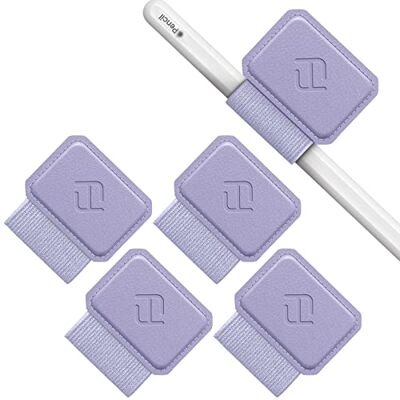 FINTIE Set van 4 zelfklevende pennenhouders voor Apple Pencil en styluspen, elastisch kunstleer voor notitieboek, kalender, tablet, map, paars FINTIE Set van 4 zelfklevende pennenhouders voor Apple Pencil en styluspen, elastisch kunstleer voor notitieboek, kalender, tablet, map, paars