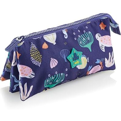 Miquelrius , Etui met drie vakken, schooltas, ritssluitingen van robuust kunststof, metalen handgrepen, etui 220 x 115 x 20 mm, Sea World, marineblauw, 220 x 115 x 20 mm,, Navy Blauw, Sea World Miquelrius , Etui met drie vakken, schooltas, ritssluitingen van robuust kunststof, metalen handgrepen, etui 220 x 115 x 20 mm, Sea World, marineblauw, 220 x 115 x 20 mm,, Navy Blauw, Sea World