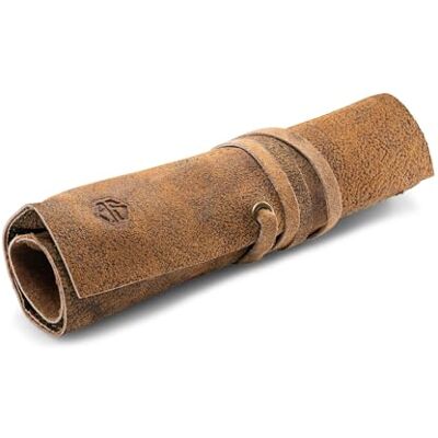 Angus Stoke Leonardo Leren etui voor pennen, penselen en accessoires, antiek bruin, M, functionele map Angus Stoke Leonardo Leren etui voor pennen, penselen en accessoires, antiek bruin, M, functionele map
