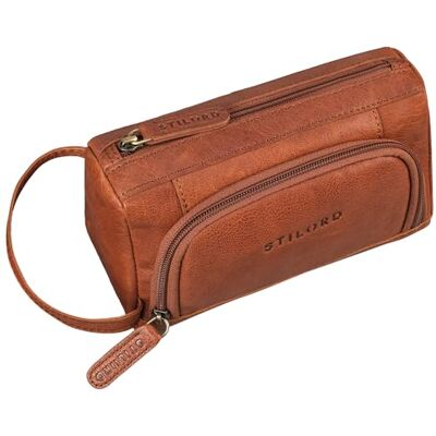 STILORD Tony Vintage lederen etui grote maat met ritssluiting Astuccio Pelle Vintage pennenetui 2 vakken echt leer grote capaciteit, Maraska Bruin STILORD Tony Vintage lederen etui grote maat met ritssluiting Astuccio Pelle Vintage pennenetui 2 vakken echt leer grote capaciteit, Maraska Bruin