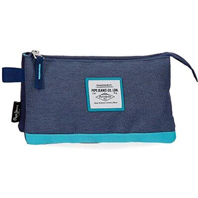 Pepe Jeans molly etui, Blauw, 22 cm, Drievoudig pennenetui Pepe Jeans molly etui, Blauw, 22 cm, Drievoudig pennenetui