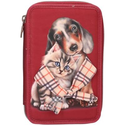 Depesche 13674 Topmodel Fur Ever Friends etui met 2 vakken, donkerrood, met honden- en kattenmotief, etui met kleurpotloden, schaar, liniaal enz. Depesche 13674 Topmodel Fur Ever Friends etui met 2 vakken, donkerrood, met honden- en kattenmotief, etui met kleurpotloden, schaar, liniaal enz.