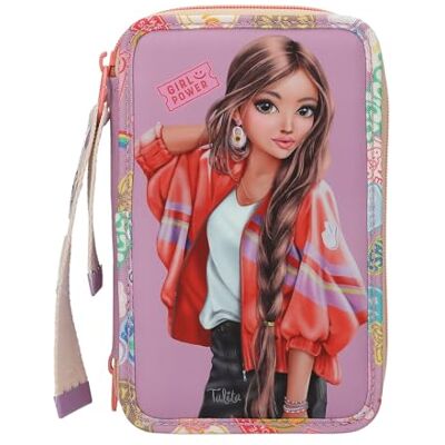 Depesche TOPModel Girl Power 13283 etui, 3 vakken, motief en kleurrijke sets, paars, roze, rugzak Depesche TOPModel Girl Power 13283 etui, 3 vakken, motief en kleurrijke sets, paars, roze, rugzak