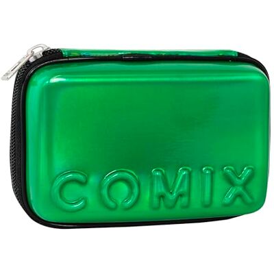 COMIX Schooltas, maxi-etui met ritssluiting voor kinderen en jongeren, inclusief schrijfwarenset, harde hoes met maxi-logo in reliëf en metalen ritssluiting, 21 x 14,5 h x 6,5 cm, groen, casual COMIX Schooltas, maxi-etui met ritssluiting voor kinderen en jongeren, inclusief schrijfwarenset, harde hoes met maxi-logo in reliëf en metalen ritssluiting, 21 x 14,5 h x 6,5 cm, groen, casual