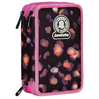 Invicta Schooltas met 3 ritssluiting, roze en zwart, drievoudig volledig vak met pennen, potloden en stiften, schoolaccessoires, rugzakaccessoires, basisschool, meisjes, roze, Roze, School Invicta Schooltas met 3 ritssluiting, roze en zwart, drievoudig volledig vak met pennen, potloden en stiften, schoolaccessoires, rugzakaccessoires, basisschool, meisjes, roze, Roze, School