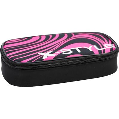 Eberhard Faber 577480 Jumbo X-Style pennenetui met ritssluiting en groot hoofdvak, zwart/neonroze Eberhard Faber 577480 Jumbo X-Style pennenetui met ritssluiting en groot hoofdvak, zwart/neonroze