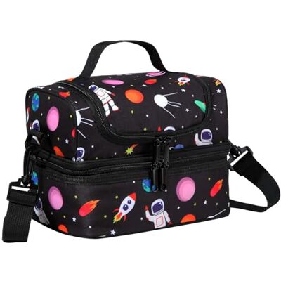 Chase Chic Geïsoleerde lunchtas voor jongens, lichtgewicht lunchtas met dubbel vak voor school, schattige waterdichte verpakte lunchtas met handvat voor picknick, zwart Chase Chic Geïsoleerde lunchtas voor jongens, lichtgewicht lunchtas met dubbel vak voor school, schattige waterdichte verpakte lunchtas met handvat voor picknick, zwart