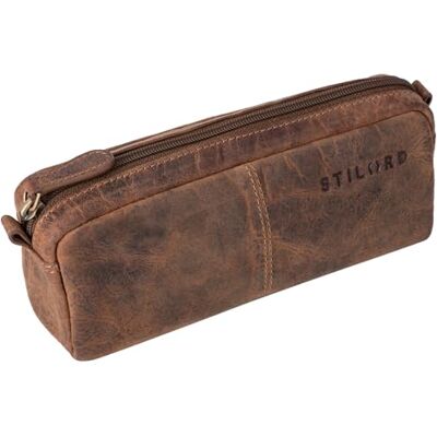 STILORD "Spencer" Vintage Lederen Etui Zak met Ritssluiting Organizer Pennenetui Echt Leer Kleur: Calais Bruin STILORD "Spencer" Vintage Lederen Etui Zak met Ritssluiting Organizer Pennenetui Echt Leer Kleur: Calais Bruin