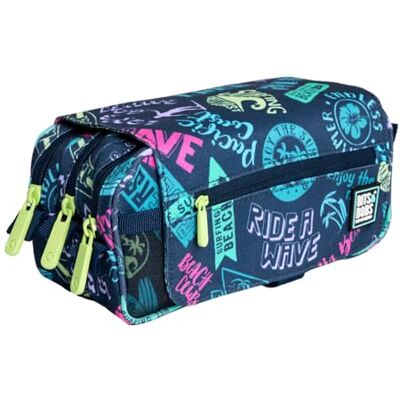 PracticOffice Drievoudig design etui met grote binnenvakken met individuele ritssluiting voor school- en reisbenodigdheden, Meerkleurig, Schooltassen PracticOffice Drievoudig design etui met grote binnenvakken met individuele ritssluiting voor school- en reisbenodigdheden, Meerkleurig, Schooltassen