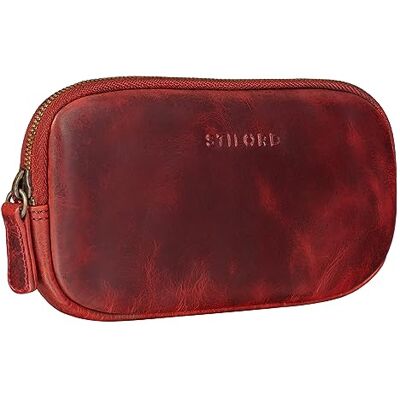 STILORD "Mike" pennenetui, vintage leer, ideaal als tas voor werk, school, organizer, potloden, brillenetui van echt leer, kleur: kara rood STILORD "Mike" pennenetui, vintage leer, ideaal als tas voor werk, school, organizer, potloden, brillenetui van echt leer, kleur: kara rood
