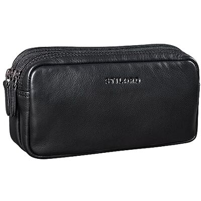 STILORD "Eddie" lederen etui voor school of kantoor make-uptas grote pennenzak vintage kleur: zwart STILORD "Eddie" lederen etui voor school of kantoor make-uptas grote pennenzak vintage kleur: zwart