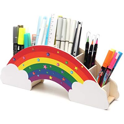 Exerz Regenboog potloodhouder + 50 sterren stickers bureau-organizer/potloodhouder creatieve decoratieve doos DIY schrijfwaren student make-up opslag thuis school Exerz Regenboog potloodhouder + 50 sterren stickers bureau-organizer/potloodhouder creatieve decoratieve doos DIY schrijfwaren student make-up opslag thuis school