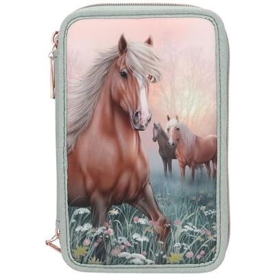 Depesche Miss Melody Romantic Fields 13403 Pennenetui, 3 vakken, paardenmotief, bloemen en glitter, etui met kleurpotloden, liniaal, schaar en nog veel meer Depesche Miss Melody Romantic Fields 13403 Pennenetui, 3 vakken, paardenmotief, bloemen en glitter, etui met kleurpotloden, liniaal, schaar en nog veel meer