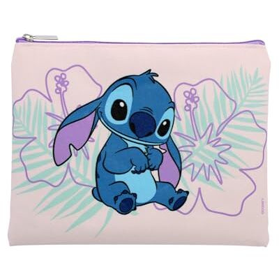 Disney Stitch Platte pennenzak Stitch – reistas voor kinderen, jongeren, volwassenen – paars, blauw, klein formaat, plat etui Disney Stitch Platte pennenzak Stitch – reistas voor kinderen, jongeren, volwassenen – paars, blauw, klein formaat, plat etui