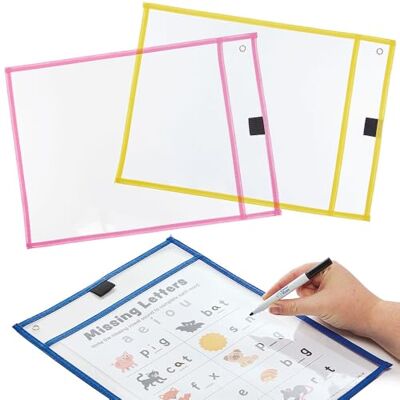 Baker Ross FN485 Herbruikbare Dry Erase A4-hoesjes, 6 stuks, school- en educatieve benodigdheden voor kinderen en leraren Baker Ross FN485 Herbruikbare Dry Erase A4-hoesjes, 6 stuks, school- en educatieve benodigdheden voor kinderen en leraren
