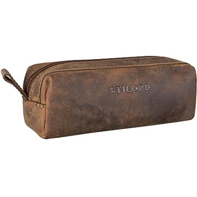 STILORD "Linus" etui van leer, vintage etui, pennenetui, pennenetui, school, mannen en vrouwen, kleur: zadel bruin, calais bruin, Retro STILORD "Linus" etui van leer, vintage etui, pennenetui, pennenetui, school, mannen en vrouwen, kleur: zadel bruin, calais bruin, Retro