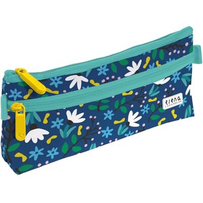 Grafoplás Platte schooltas met 2 vakken, 23 x 10 cm, vakken met ritssluiting, gemakkelijk te openen, collectie Blue Garden Elena Corredoira, blauw, groen, geel, wit, 23 x 10 cm, etui, Blauw, Groen, Grafoplás Platte schooltas met 2 vakken, 23 x 10 cm, vakken met ritssluiting, gemakkelijk te openen, collectie Blue Garden Elena Corredoira, blauw, groen, geel, wit, 23 x 10 cm, etui, Blauw, Groen,