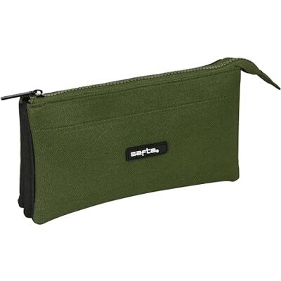safta Dark Forest Drievoudige etui voor kinderen, ideaal voor schoolgaande kinderen, comfortabel en veelzijdig, kwaliteit en sterkte, 22 x 3 x 12 cm, kakigroen/zwart, groen kaki/zwart, Estándar, safta Dark Forest Drievoudige etui voor kinderen, ideaal voor schoolgaande kinderen, comfortabel en veelzijdig, kwaliteit en sterkte, 22 x 3 x 12 cm, kakigroen/zwart, groen kaki/zwart, Estándar,