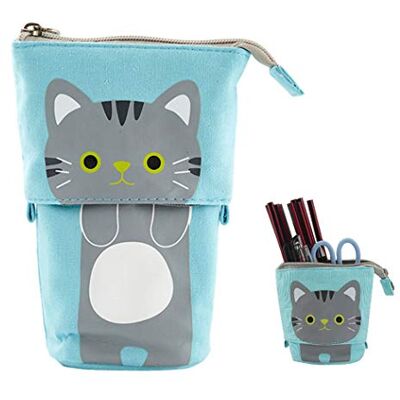 Hillento Telescopische pennenzak, potloodhouder, telescopische etui, canvas etui voor het opbergen van pennen, schrijfwaren, kleine cosmeticatas met ritssluiting, Blauw Hillento Telescopische pennenzak, potloodhouder, telescopische etui, canvas etui voor het opbergen van pennen, schrijfwaren, kleine cosmeticatas met ritssluiting, Blauw