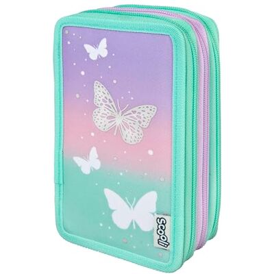 Scooli Schooltas met drie vakken Butterfly Wishes Groot etui met hoogwaardige pennen Praktisch en functioneel Voor school en onderweg Premium kwaliteit Bij Scooli Schooltas met drie vakken Butterfly Wishes Groot etui met hoogwaardige pennen Praktisch en functioneel Voor school en onderweg Premium kwaliteit Bij