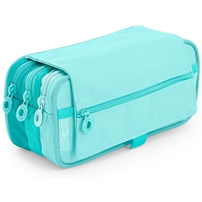 Office Box Etui voor school, drievoudig, met grote binnenvakken en enkele ritssluiting, etui voor school en reizen (blauwgroen) Office Box Etui voor school, drievoudig, met grote binnenvakken en enkele ritssluiting, etui voor school en reizen (blauwgroen)