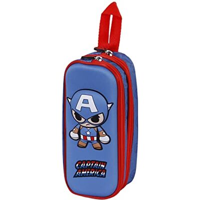 KARACTERMANIA Captain America Bobblehead-trolley 3D, dubbel, blauw, 3D-etui, Blauw, pennenetui 3d double bobblehead KARACTERMANIA Captain America Bobblehead-trolley 3D, dubbel, blauw, 3D-etui, Blauw, pennenetui 3d double bobblehead
