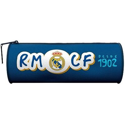 Real Madrid Cilindrische etui voor kinderen RM sinds 1902, kleur blauw, officieel product, blauw, schooltassen, Blauw, Schooltassen Real Madrid Cilindrische etui voor kinderen RM sinds 1902, kleur blauw, officieel product, blauw, schooltassen, Blauw, Schooltassen