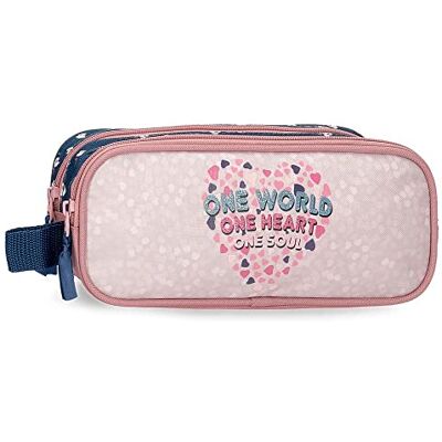 ROLL ROAD One World Pennenetui, dubbel, roze, 23 x 9 x 7 cm, polyester, roze, dubbelpak, Roze, dubbele mapje ROLL ROAD One World Pennenetui, dubbel, roze, 23 x 9 x 7 cm, polyester, roze, dubbelpak, Roze, dubbele mapje