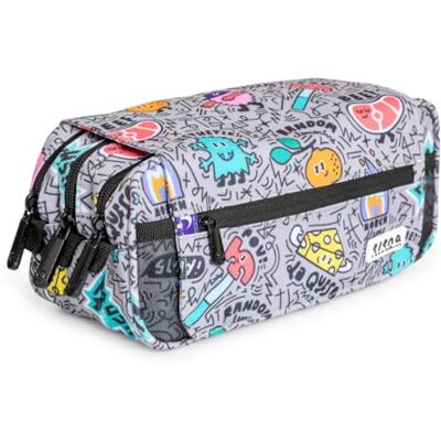 PracticOffice Drievoudig design etui met grote binnenvakken met individuele ritssluiting voor school- en reisbenodigdheden, Meerkleurig, Schooltassen PracticOffice Drievoudig design etui met grote binnenvakken met individuele ritssluiting voor school- en reisbenodigdheden, Meerkleurig, Schooltassen