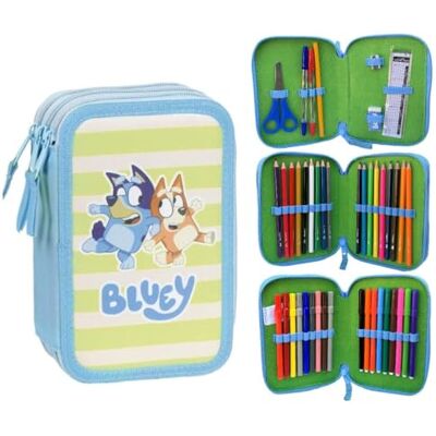 CARTOON Etui met meerdere vakken, 3 ritssluitingen voor school, complete school, kleurpotloden, viltstiften, Bluey, etui CARTOON Etui met meerdere vakken, 3 ritssluitingen voor school, complete school, kleurpotloden, viltstiften, Bluey, etui