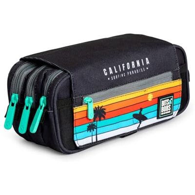 PracticOffice Drievoudig design etui met grote binnenvakken met individuele ritssluiting voor school en reizen, meerkleurig, schooltassen PracticOffice Drievoudig design etui met grote binnenvakken met individuele ritssluiting voor school en reizen, meerkleurig, schooltassen