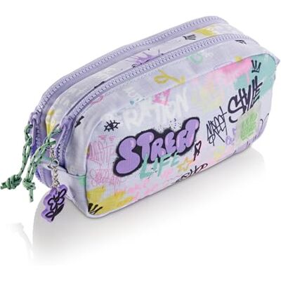 Miquelrius Schooltas, dubbel etui, gemaakt van gerecyclede flessen, ritssluiting, organiseer je schoolmateriaal voor de eerste schooldag, wake up, lavendel, etui Miquelrius Schooltas, dubbel etui, gemaakt van gerecyclede flessen, ritssluiting, organiseer je schoolmateriaal voor de eerste schooldag, wake up, lavendel, etui