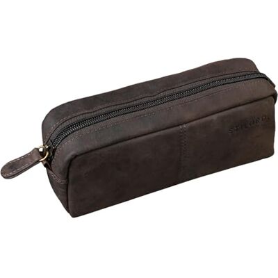 STILORD "Spencer" Vintage Lederen Etui Zak met Ritssluiting Pennenetui Organizer Echt Leer Kleur: Bruin Donker STILORD "Spencer" Vintage Lederen Etui Zak met Ritssluiting Pennenetui Organizer Echt Leer Kleur: Bruin Donker