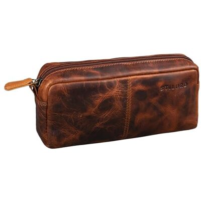 STILORD "Spencer" Vintage Lederen Etui Zak met Rits Organizer Pennenetui Echt Leer Kleur: Kara Cognac STILORD "Spencer" Vintage Lederen Etui Zak met Rits Organizer Pennenetui Echt Leer Kleur: Kara Cognac