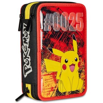 Seven PIKACHU Schooltas met 3 vakken, Pokemon, geelrood, pennenhouder met meerdere vakken met potloden, pennen en kleuren, geel, Taglia Unica, modern Seven PIKACHU Schooltas met 3 vakken, Pokemon, geelrood, pennenhouder met meerdere vakken met potloden, pennen en kleuren, geel, Taglia Unica, modern