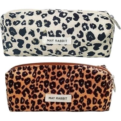 JOZMMZEOOA 2 stuks corduroy schooltas 19 x 6 x 7 cm grote capaciteit voor meisjes generieke draagbare etui multifunctioneel etui voor school en kantoor, Luipaard Print, Modieus JOZMMZEOOA 2 stuks corduroy schooltas 19 x 6 x 7 cm grote capaciteit voor meisjes generieke draagbare etui multifunctioneel etui voor school en kantoor, Luipaard Print, Modieus