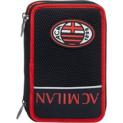 Seven Milan etui met 3 vakken, Milaan, Winners Club, rood en zwart, met potloden, pennen, viltstiften, zwart, Taglia Unica, modern, zwart., Modern Seven Milan etui met 3 vakken, Milaan, Winners Club, rood en zwart, met potloden, pennen, viltstiften, zwart, Taglia Unica, modern, zwart., Modern