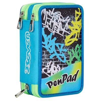Seven PEN PAD, etui met 3 vakken, blauw, drievoudig vak, met potloden, markers, kleuren, accessoires op de rug, elementair, middelgroot, superieur, kind en jongen, blauw, Taglia Unica,, Blauw, School Seven PEN PAD, etui met 3 vakken, blauw, drievoudig vak, met potloden, markers, kleuren, accessoires op de rug, elementair, middelgroot, superieur, kind en jongen, blauw, Taglia Unica,, Blauw, School