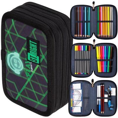 St. Right Pennenetui, XXL, 46-delig, 3 etages, 19 x 13 x 7 cm, etui met 3 vakken, voor jongens en meisjes, Meerkleurig, Pennenetui St. Right Pennenetui, XXL, 46-delig, 3 etages, 19 x 13 x 7 cm, etui met 3 vakken, voor jongens en meisjes, Meerkleurig, Pennenetui