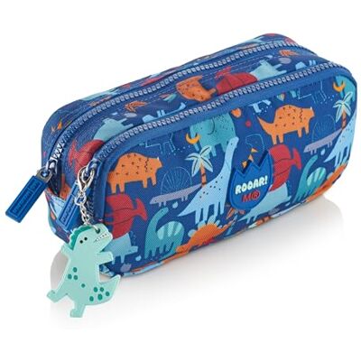 Miquelrius Schooltas, dubbel etui, gemaakt van gerecyclede flessen, ritssluiting, organiseer je schoolmateriaal voor de eerste schooldag, dino, blauw, dubbel etui Miquelrius Schooltas, dubbel etui, gemaakt van gerecyclede flessen, ritssluiting, organiseer je schoolmateriaal voor de eerste schooldag, dino, blauw, dubbel etui