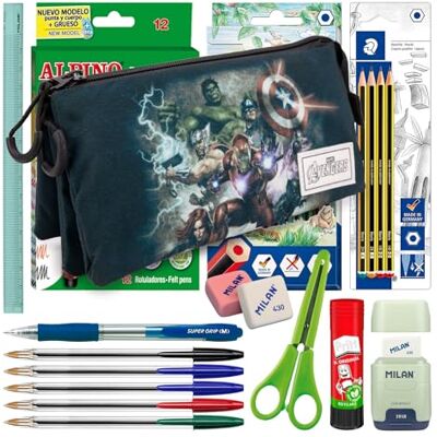 ColePack Superhero Drievoudig etui met 2 ritssluitingen en eersteklas schoolmateriaal inbegrepen, Av Troup, Schooltassen ColePack Superhero Drievoudig etui met 2 ritssluitingen en eersteklas schoolmateriaal inbegrepen, Av Troup, Schooltassen