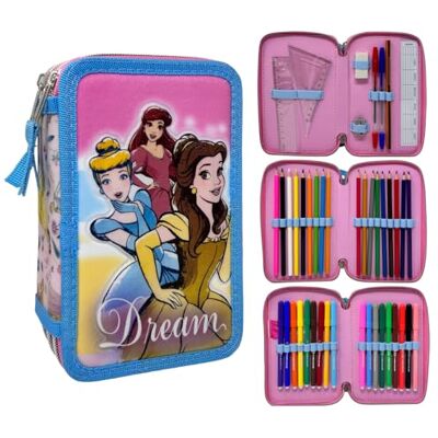 CARTOON Etui met meerdere vakken, 3 ritssluitingen voor school, compleet, 44 stuks, kleurpotloden, markers Giotto, Prinsessen, etui CARTOON Etui met meerdere vakken, 3 ritssluitingen voor school, compleet, 44 stuks, kleurpotloden, markers Giotto, Prinsessen, etui