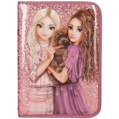 Depesche 13056 Topmodel Floral donkerroze gevuld etui met modelpatroon, glitter en bloemen, etui met kleurpotloden, liniaal, schaar en nog veel meer. Depesche 13056 Topmodel Floral donkerroze gevuld etui met modelpatroon, glitter en bloemen, etui met kleurpotloden, liniaal, schaar en nog veel meer.