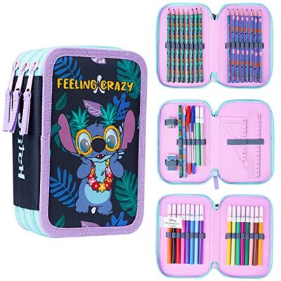 Disney -etui voor meisjes, Stitch, Frozen, gevulde etui met vak en viltstiften, schoolbenodigdheden, cadeau-ideeën voor kinderen Disney -etui voor meisjes, Stitch, Frozen, gevulde etui met vak en viltstiften, schoolbenodigdheden, cadeau-ideeën voor kinderen