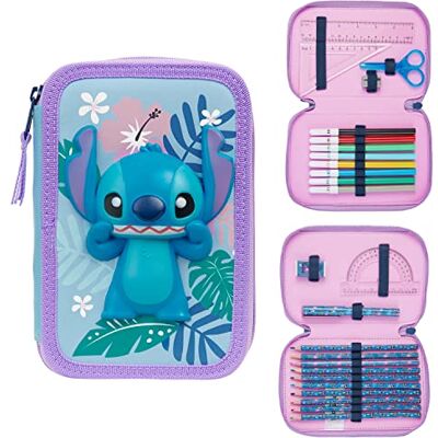Disney -etui voor meisjes, Stitch, Frozen, gevulde etui met vak en viltstiften, schoolbenodigdheden, cadeau-ideeën voor kinderen, Blauwe Stitch Disney -etui voor meisjes, Stitch, Frozen, gevulde etui met vak en viltstiften, schoolbenodigdheden, cadeau-ideeën voor kinderen, Blauwe Stitch